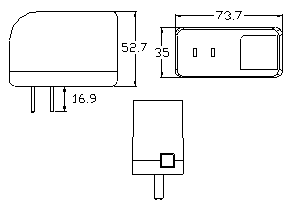 dimensioned drawing for 24V 1A power supply