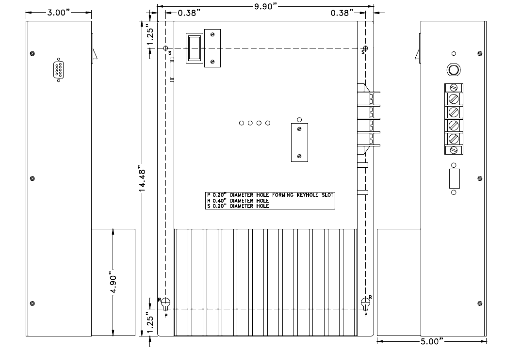 drawing of the PVTC1015 showing dimensions