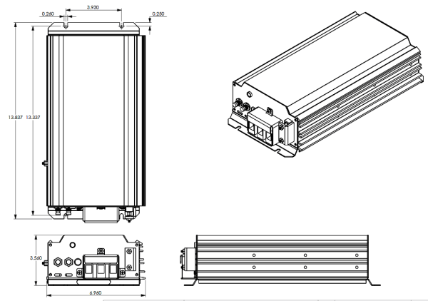 drawing of the PSEC-679CE DC converter