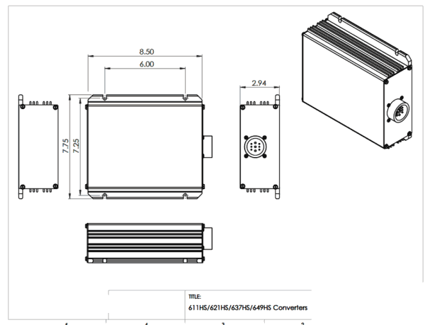 dimensioned drawing of the 621HS