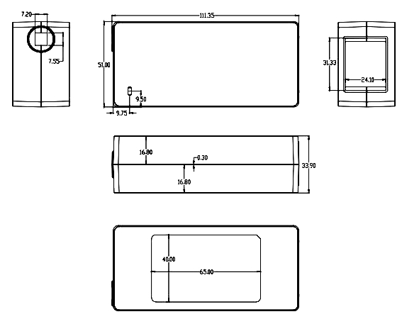 dimensions of PST-AC1250 12V 5A power supply