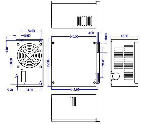 140mm PS2 dimensions