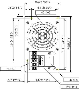 48 volt input ATX-12 power supply--Click here for full dimensions