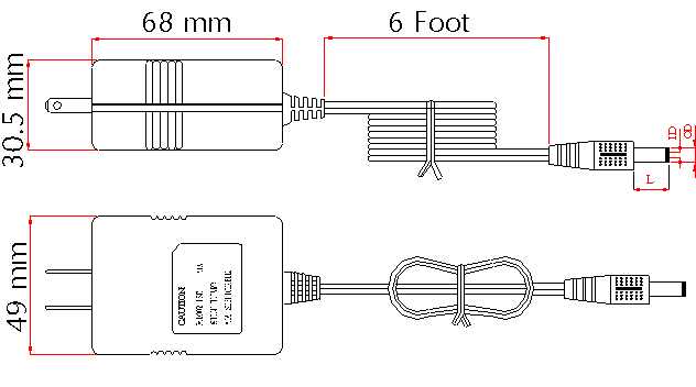 Ultra Miniature Switching Wall Mount Power Supply Dimensions