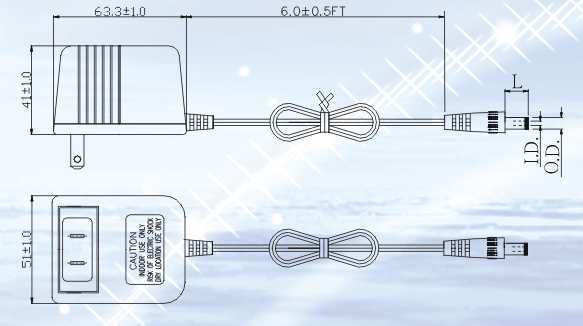 Dimensions of 6 to 25 Watt Wall Bumps, wall warts, wall mount power supplies