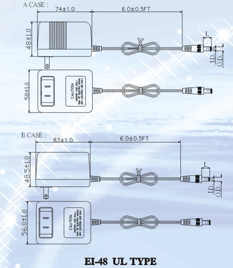 Dimensions of 6 to 25 Watt Wall Bumps, wall warts, wall mount