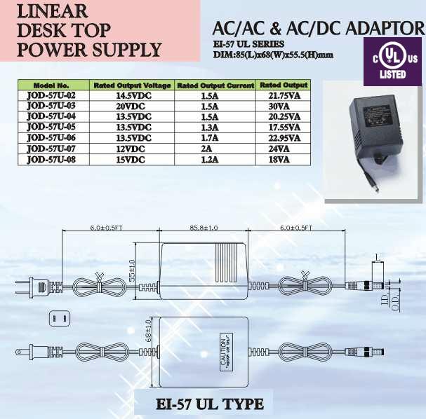 Dimensions of 18 to 30 Watt Transformer Desk Mount Power Supply