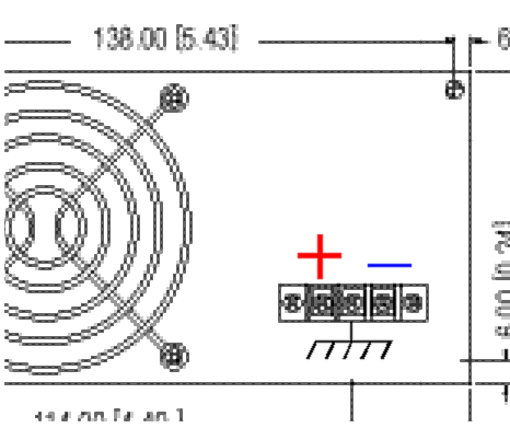 Wiring diagram, the plus is the closest to the fan, the minus the farthest and the middle is the frame ground