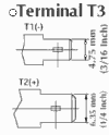 Different size faston terminals for plus and minus