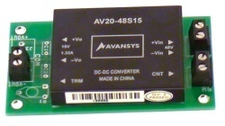 20 watt DC converter brick 48V in, 15V out on circuit board