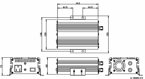 drawing of the DAC-2424 24VAC inverter