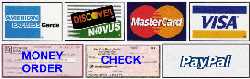 mastercard, visa, AMX, check, PayPal