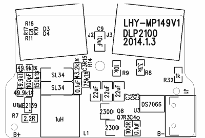 pst-mp149 drawing showing the bottom of the board