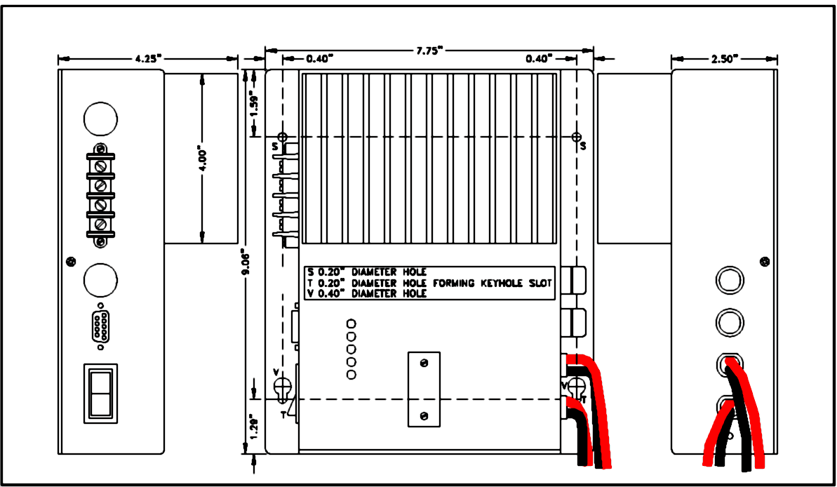 drawing of the PBCD600 showing dimensions